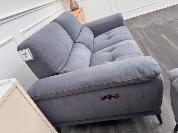 Furniture Village 3+2 Seater Sofa Set Power Recliner Dark Grey Suede3
