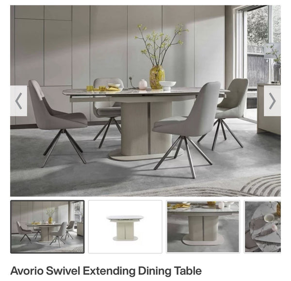 Furniture Village Avorio Swivel Extending Dining Table marble-effect ceramic top0