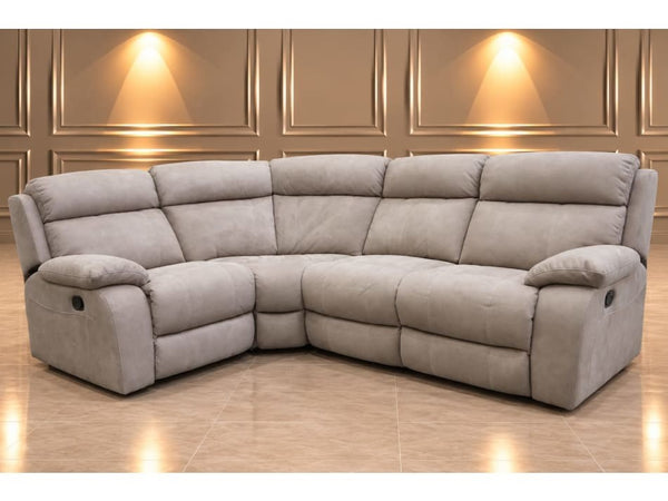 Furniture Village Moreno mink saddle fabric manual recliner corner group0