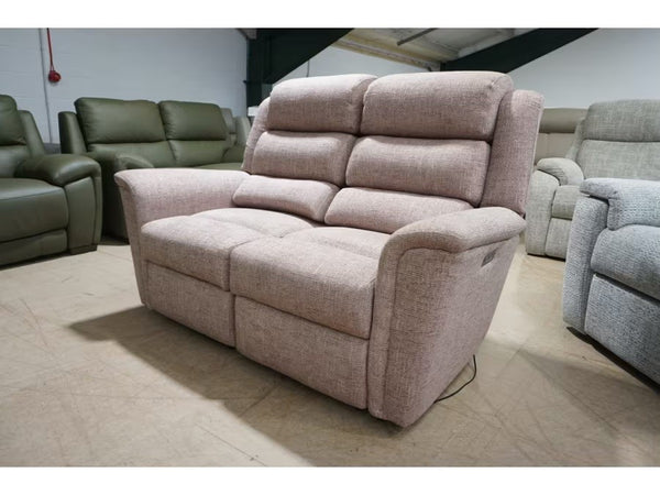 Parker Knoll Colorado pink mix fabric electric reclining 2 seater sofa4