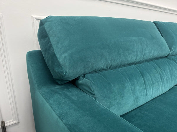 Furniture Village Lounge Co Romilly Teal Velvet Fabric 4 Seater Sofa RRP £219512