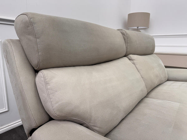 LA Z BOY Winchester Power Recliner 3 Seater Sofa In Beige Fabric Power Headrest3