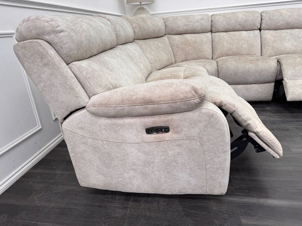 Furniture Village Moreno Power Reclining Corner Sofa In Cream Lux Velvet2