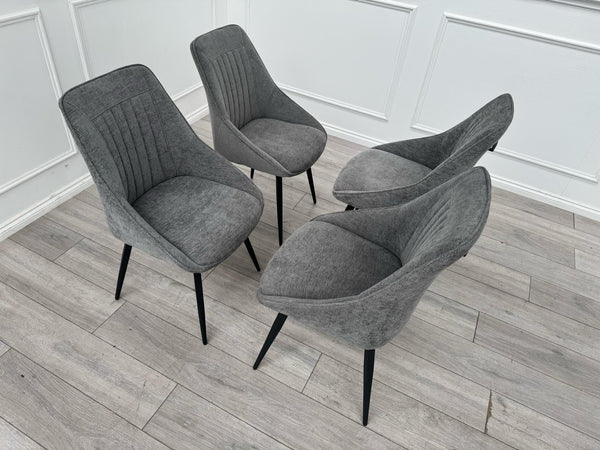 Furniture Village Crete Set Of 4 Swivel Dining Chairs Grey Fabric11