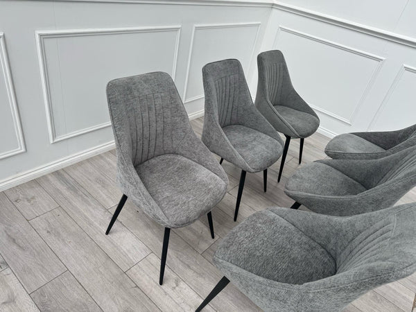 Furniture Village Crete Set Of 6 Swivel Dining Chairs Grey Fabric7