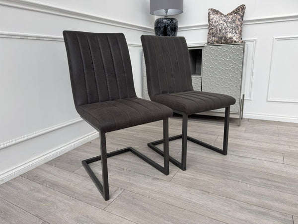 Furniture Village Grigio Pair of Charcoal Grey Suede Dining Chairs10