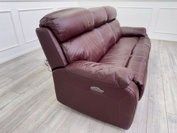 Furniture Village Moreno Power Recliner 3 Seater Sofa Cherry/Burgundy Leather17