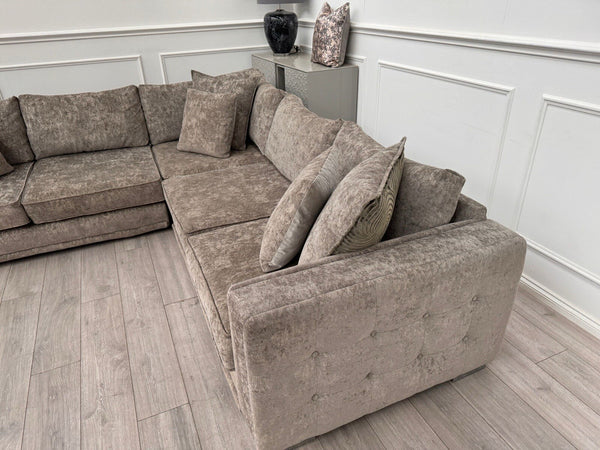 Sofology Midas Grey Fabric Corner Sofa Full Back With Scatter Cushions4