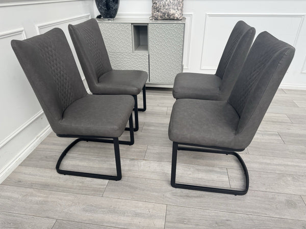 Furniture Village Bodahl Loki Set of 4 Grey Faux Suede Cantilever Dining Chairs1