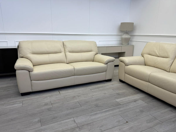 Furniture Village Hetty 3 +2 Seater Sofa Set in Cream/Off White Leather1