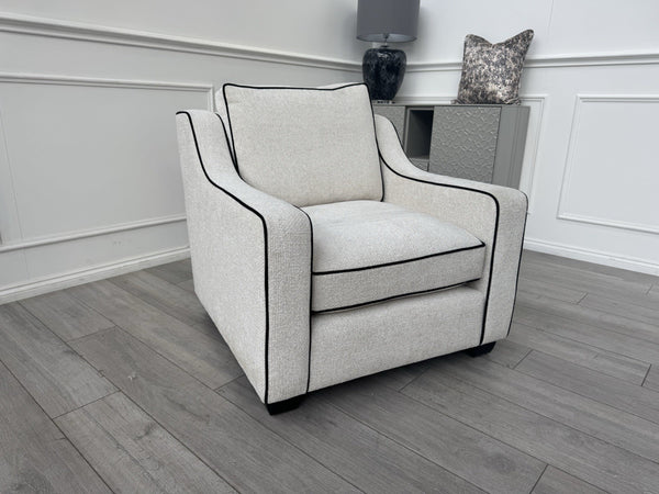 Furniture Village Celine Ivory Cream Woven Fabric Static Armchair0