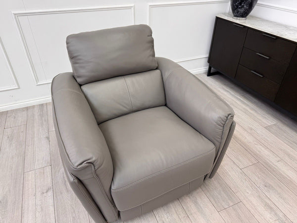 DFS Vixon Power Recliner Armchair Grey Leather + Power Headrest4