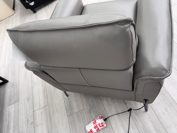 Furniture Village Jude Grey Leather Armchair Power Recliner Telescopic Headrest12