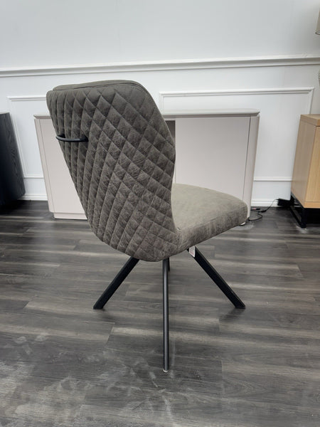 FV Loki Steel Grey Fabric Swivel Dining Chair With Handle (Choose Quantity)3