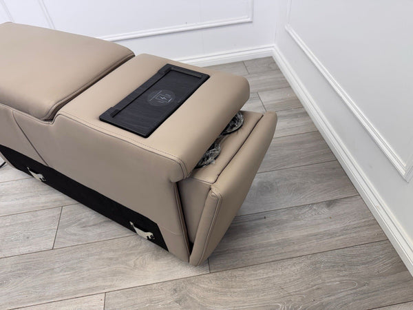 Sofology Plaza Console Stone Beige Leather Cup Holders Wireless Charging Socket3