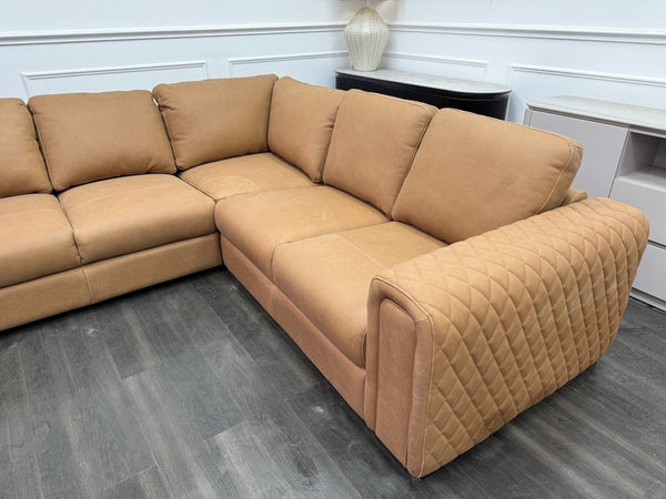 Sofology Tan Brown Leather Symmetrical Corner Sofa (Not Recliner)15