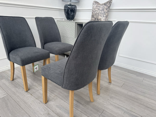Furniture Village Hamilton Charcoal Fabric Set Of 4 Wooden Dining Chairs10
