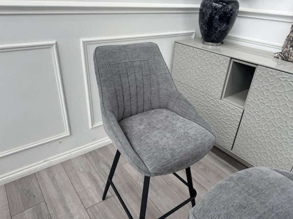 Furniture Village Crete Pair Of 2 Swivel Barstool Chairs Dark Grey Fabric8