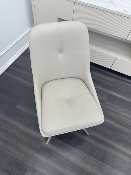Furniture Village Avorio Leather Swivel Dining Chair (Pre-sale, Read Desc)6