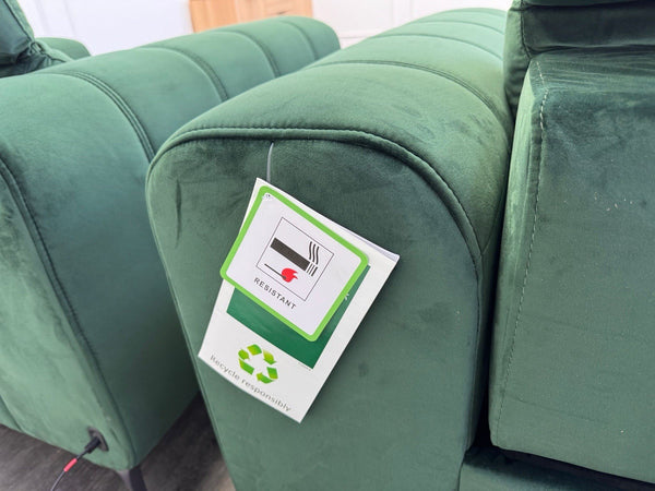 DFS Torren Power Recliner Pair Of Armchairs Green Velvet Power Headrest20