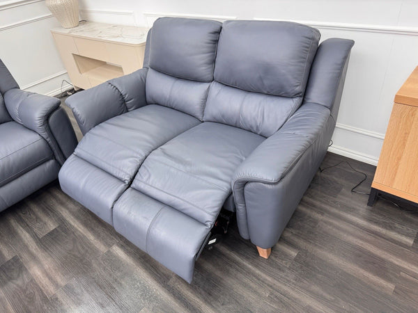 LA Z BOY Vienna Static 3 & Power Recliner 2 Seater Sofa Set Blue Leather5