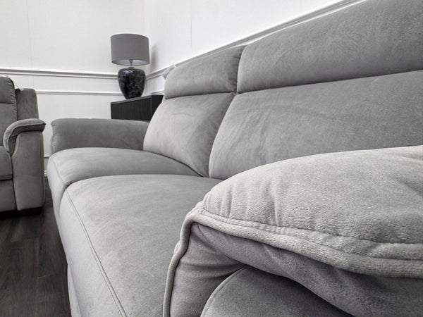 Furniture Village 3+3 Seater Sofa Set Power Recliner Grey Velvet8