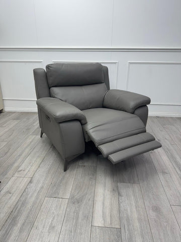 Furniture Village Missouri Power Recliner + Headrest Grey Leather Armchair0