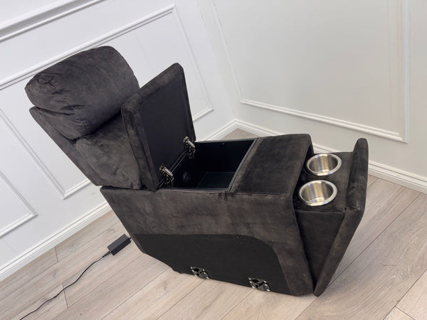 Sofology Radleigh Console Charcoal Velvet Cup Holders Storage0