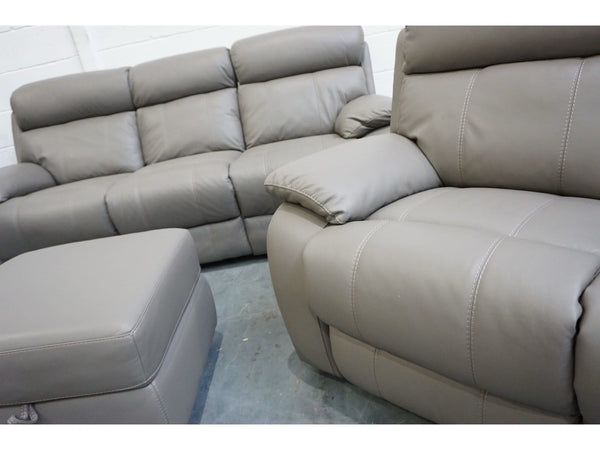 FV Moreno elephant grey leather electric reclining 3 + 2 seater sofas Set4