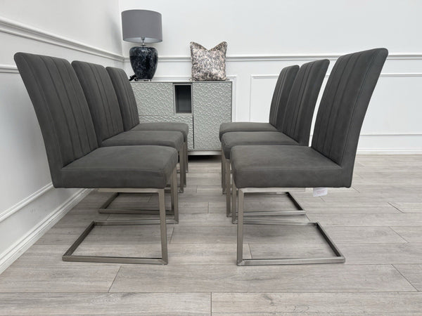 Furniture Village Grigio Set of 6 Grey Suede Dining Chairs3