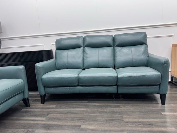 Furniture Village Petit 3 & 3 Seater Sofa Set Power Recliner Lake Green Leather13