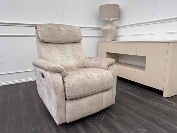 Furniture Village Rowen Beige Fabric Armchair Power Recliner+Swivel+Rocking15