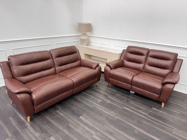 LA Z BOY Madison Static 3+2 Seater Sofa Set Brown Leather15