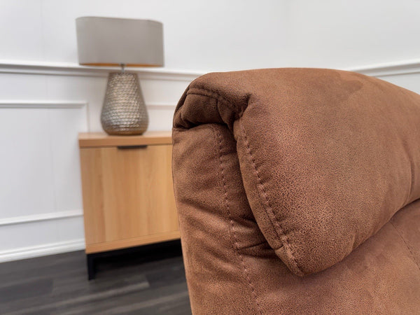 Furniture Village Rowen Brown Fabric Armchair Power Recliner+Swivel+Rocking12