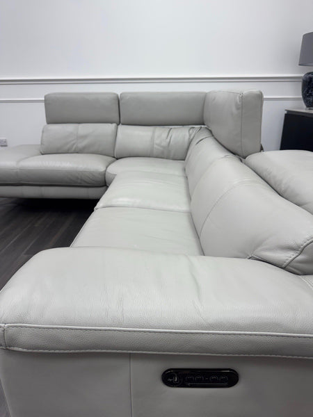 DFS Milano Light Grey Leather Corner Sofa Power Recliner + Armchair PWR Headrest7