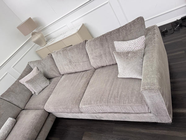 Sofology Majestica Truffle Fabric Terminal End Chaise Corner Sofa Full Back8