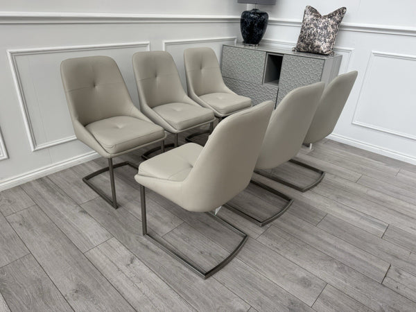 Furniture Village Avorio Grey Faux Leather Set Of 6 Dining Chairs5