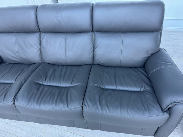 Furniture Village Charcoal Grey Static 3 + Power Recliner 2 Seater Sofa Set7