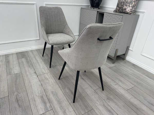 Furniture Village Crete Pair Of 2 Swivel Dining Chairs Grey Fabric10