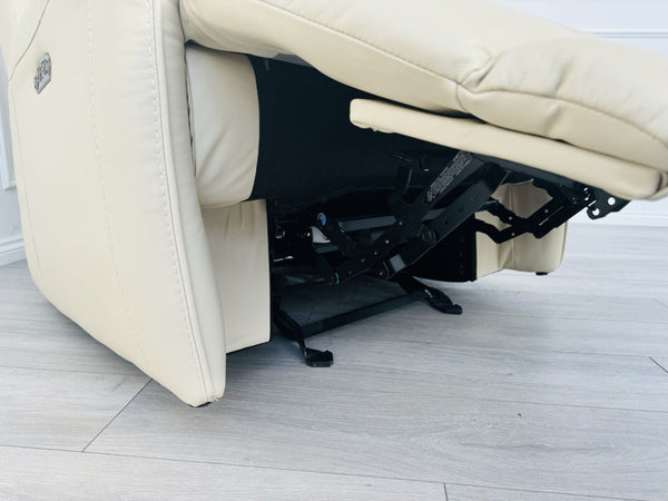 FV Link Beige Genuine Leather Pwr Recliner Armchair + Headrest + Rocking3