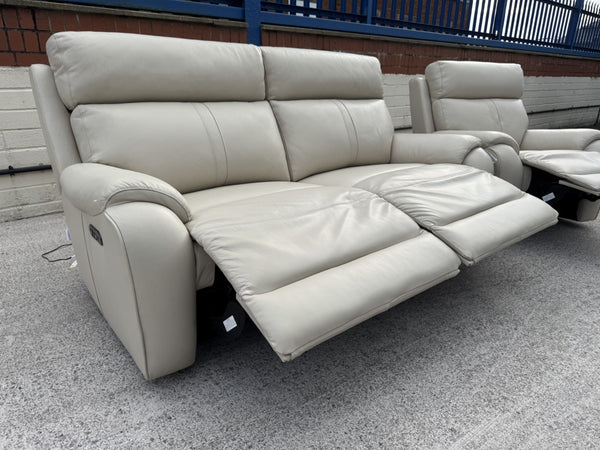 LA-Z-BOY WINCHESTER LEATHER POWER RECLINER 3 SEATER SOFA & ARMCHAIR SET - Cream21