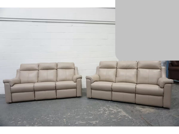 Parker Knoll Arizona grey leather 3&3 seater sofa set power recliner + lumbar2