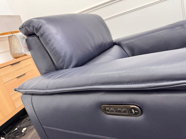 DFS Auberon Power Recliner Armchair Navy Leather Power Headrest3
