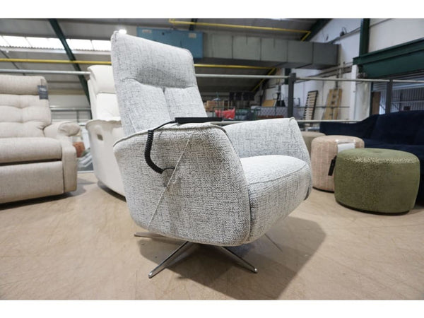 G Plan Cartmel grey mix cross weave fabric electric reclining swivel arm chair2
