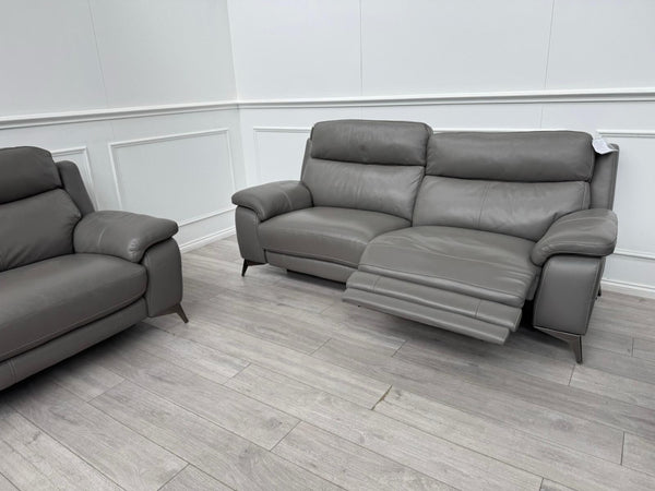 Furniture Village Missouri Power Recliner 3 & Static 2 Seater Sofa Set Grey1