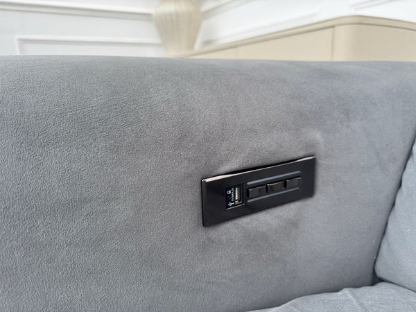 Furniture Village Huxley 3 Seater + Armchair Sofa Set Grey Velvet Power Recliner5