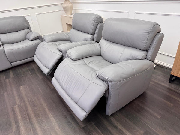 Furniture Village Link Power Recliner 2 Seater + 2x Armchairs Set Grey Leather13