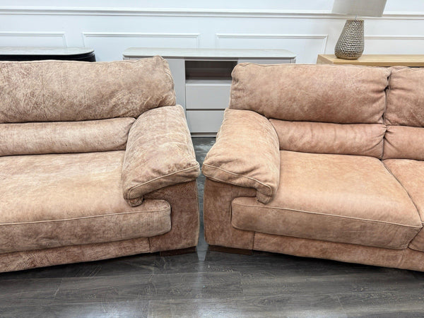 Sofology Santino 3 + 2 Seater Brown Tan  Aniline Leather Sofa Set9