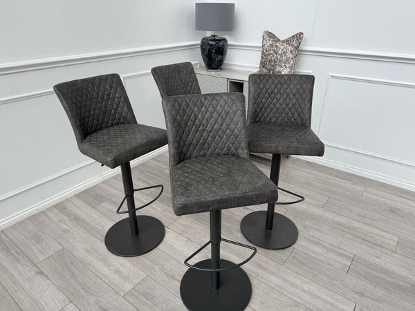 Furniture Village Earth Set Of 4 Dark Grey Dining Barstools Lift Pedestal11