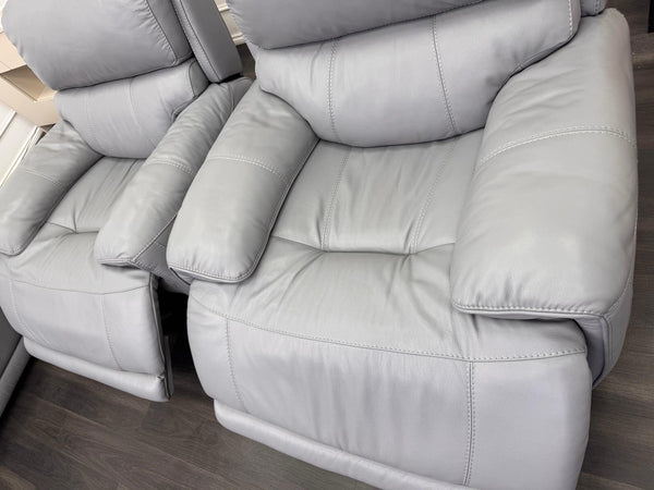 Furniture Village Link Power Recliner 2 Seater + 2x Armchairs Set Grey Leather9